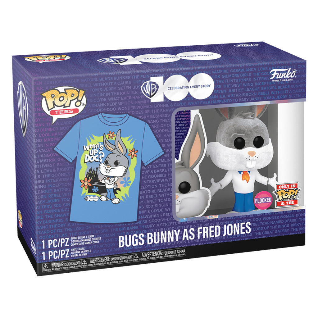 Funko Pop Tees Bugs Bunny Como Fred Jones (Flocked) &amp; Camiseta 70419